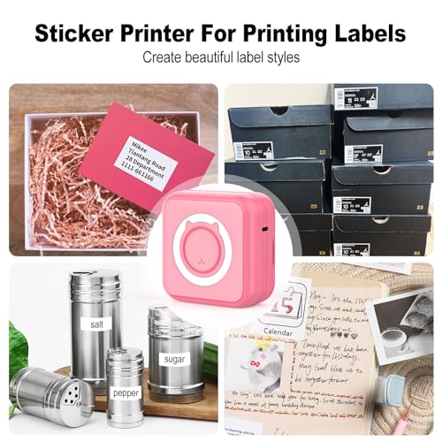 HUIJUTCHEN Mini Pocket Printer Portable Thermal Photo Printer with 10 Rolls Printing Paper for Android or iOS APP, Bluetooth Inkless Printer Labler Maker (Pink) - Image 6
