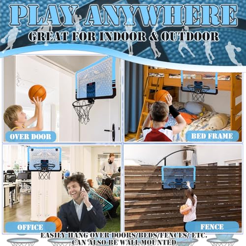 STAY GENT Mini Basketball Hoop for Kids with Multicolour LED Lights/Automatic Scorer/4 Balls, Indoor Basketball Hoop Over The Door for Bedroom Home Office, Sports Gifts for 3 5 6 7 8 9 Kids & Adults - Image 7