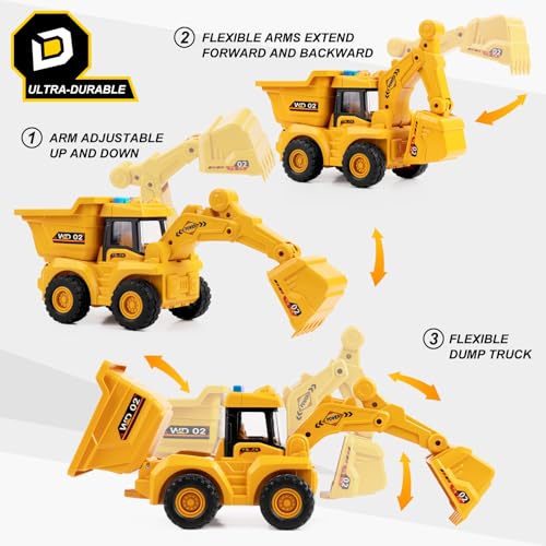 Image of 11 inch Dump Truck Toy, 1: 18 Scale, Inertia-Powered Dump Truck, with Realistic Lights, Rumbling Action, Anti-Slip Tires, Sturdy Plastic - Indoor & Outdoor Sandbox Vehicle for Kids Ages 3+ - Easter Gifts