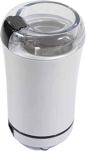 Molinillo de café eléctrico, potente molinillo eléctrico de granos de café, molinillo de especias con hoja de acero inoxidable (blanco)