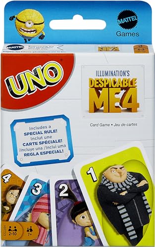 Mattel Games UNO - Einfach Unverbesserlich 4 Kartenspiel für Kinder, Erwachsene & Familie mit Deck, inspiriert vom Film