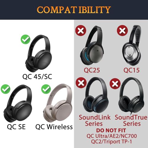 Image of SOULWIT Earpads Replacement for Bose QuietComfort 45 (QC45) /QuietComfort SE (QC SE) /New Quiet Comfort Wireless Over-Ear Headphones, Ear Pads Cushions with Softer Protein Leather - Sandstone