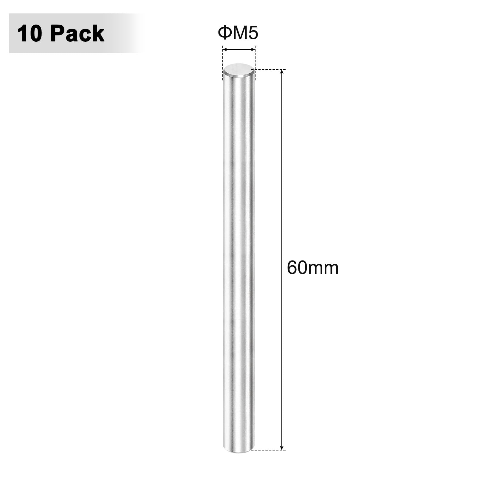 M METERXITY 10-Pack 5 x 60 mm Dowel Pin, 316 Stainless Steel Support Pin Fastener Elements for Metal Devices/Wooden Projects - Image 3