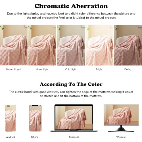 NEWCOSPLAY Super Soft King Blanket Pink Premium Silky Flannel Fleece 3D Checkered Lightweight Bed Blanket All Season Use (Pink Checkered, King(90"x110"))
