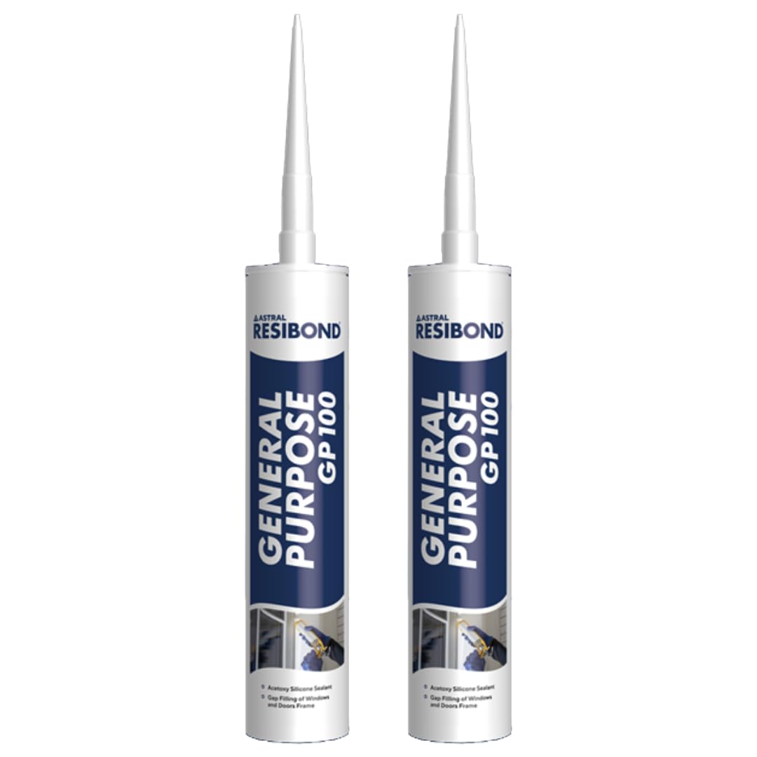 Astral Resibond GP-100 General Purpose Silicone Sealant, One-Component Acetoxy Formula, Waterproof and Weather-Resistant (PACK OF 2)