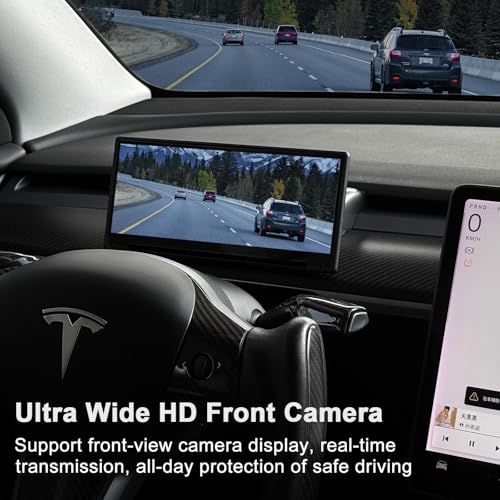 Image of Tlyard 8.9 inch Heads Up Display for Tesla Model Y 2020-2024 Model 3 2017-2023, 2.5D HD Thin CarPlay & Android Auto OTA Updates, No Block AC Vent Sync Autopilot Data with Front Camera