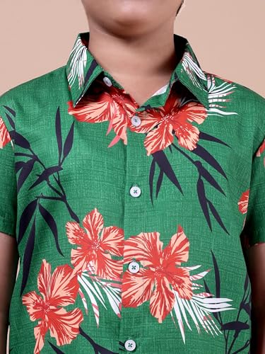 Image of Boys Printed Casual Shirt Short Sleeve Button Down Beach Shirt for Kids