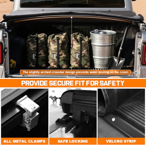 Image of RHOBRA Soft Roll-up Truck Bed Tonneau Cover Compatible with 2020-2026 Jeep Gladiator JT (w or w /o Track Rail System) 5ft Bed, 26.5oz Vinyl Soft Truck Bed Cover, Weather Resistant Bed Cover