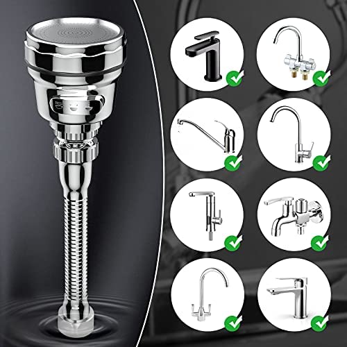Rovtop 2 Pcs Kitchen Sink Aerators with Hose, 3 Modes Adjustment Faucet Sprayer Attachment, 360° Rotatable Anti-Splash Water Saving Tap Kitchen Faucet Head, Faucet Aerator Booster Shower Water Saving