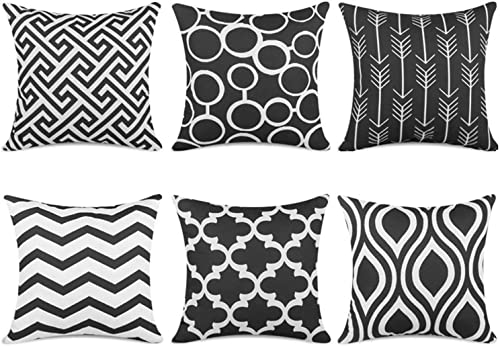 TIDWIACE Set of 6 Black Cushion Cover Outdoor Furniture Decorativ...