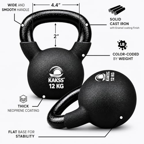 Image of Kakss Half Coating Neoprene Kettlebell (black, 12kg)