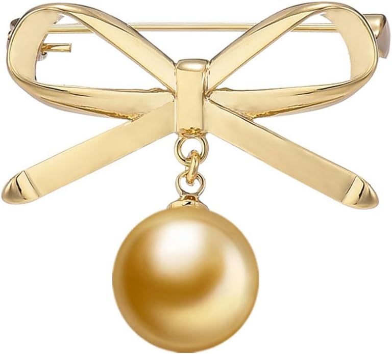 NONNYL Elegant South Sea Golden Pearl Brooch Pins Costume Jewelry For Women Fashion Christmas Gifts Wife Mom Girlfriend, Anniversary Birthday Fine Jewelry Gifts for Her NO2245