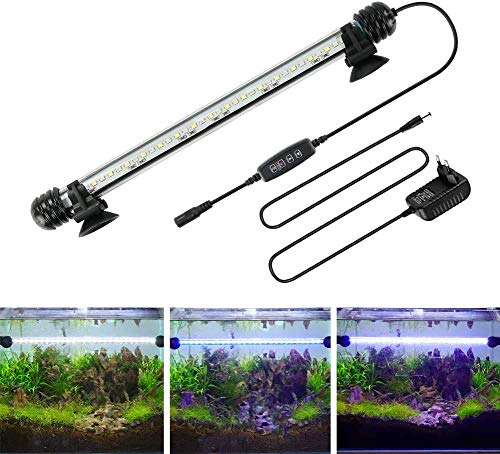 Image of Aquarium Light for Fish Tank,Auto on /Off Submersible White and Blue Aquarium Plant Light with Timer and dimming Function (11 inch (Timer & Dimming Function)