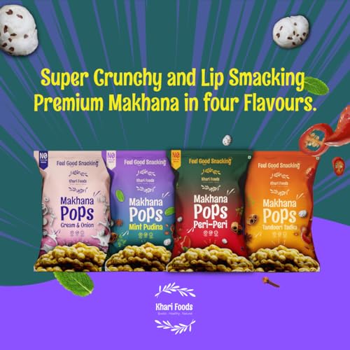 Image of Khari Foods Premium Flavoured Makhana 25g, Crunchy & Roasted Makhana Pops, Protein Source, Fibre Rich, No Palm Oil, Gluten Free (Mint Pudina)