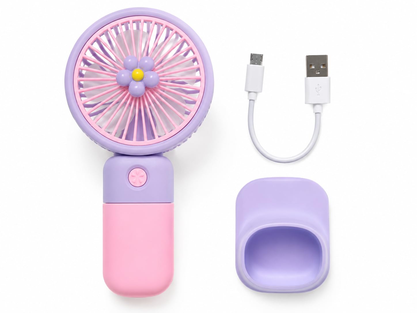 Portable Rechargeable Mini Handheld Fan with USB Charging, 3 Speed Settings, Desk & Hand Fan with Stand, Low Noise Personal Cooling Fan for Home, Office & Travel (Pink & Purple)-image-35