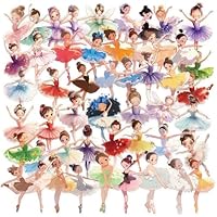50pcs Transparent Ballet Girl Sticker, Cute Multi-Color Ballerina Dancing Girl Stickers for Water Bottle Scrapbook Laptop Luggage,Waterproof Funny Trendy Decals for Teens Girls Women (Ballet)
