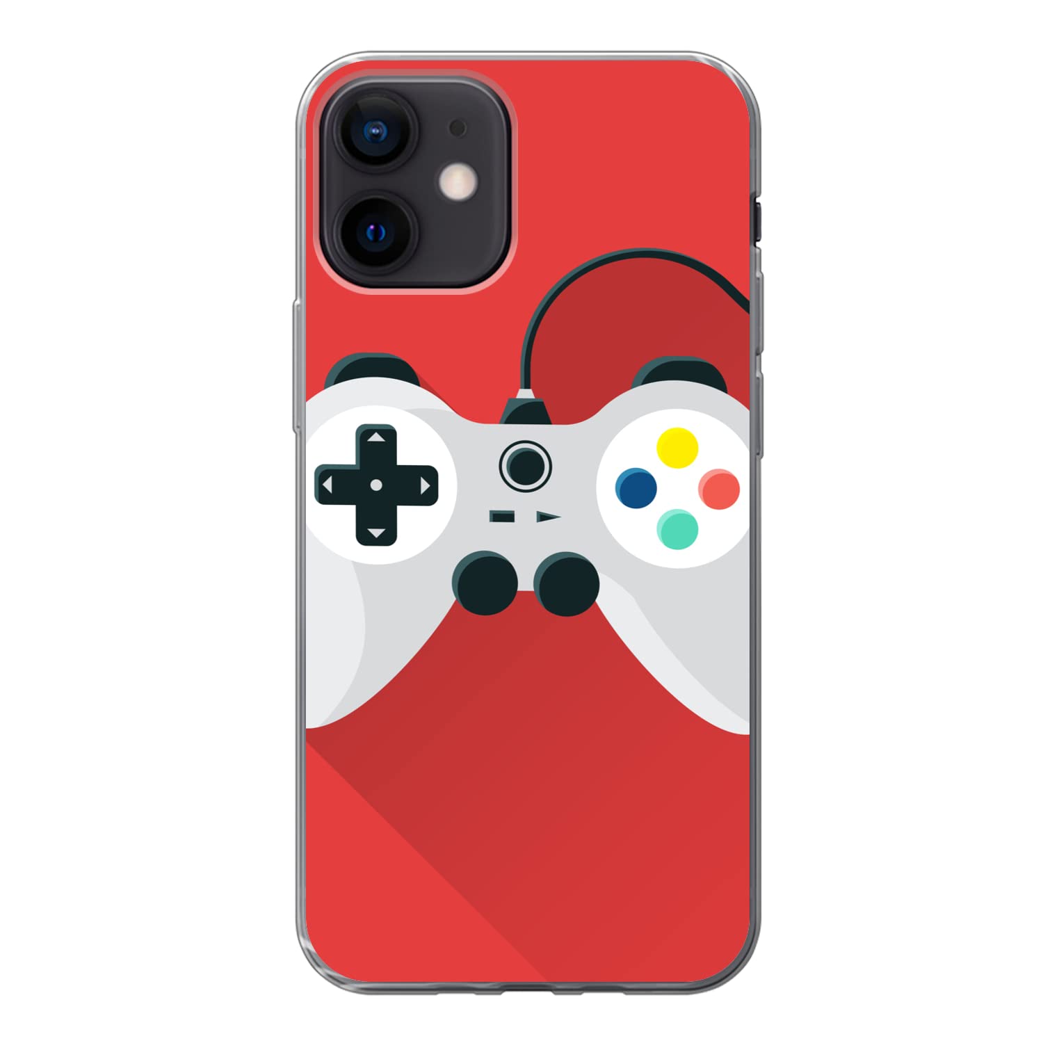 MuchoWow Funda para iPhone 12 - Mando - Gaming - Rojo - Funda de Silicona/Funda Blanda para teléfono móvil