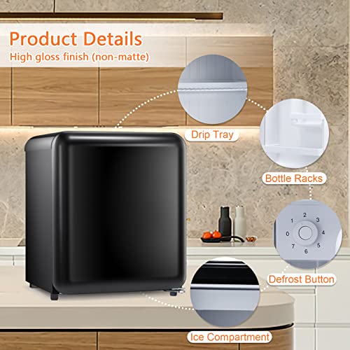Image of Antarctic Star Compact Refrigerator Mini Fridge for Beverage, Ice Cream, Vegetable, Fruit, 1.7 Cu. Ft., Freezer with Drip Tray, Bottle Racks and Defrost Button, Great for Bedroom, Office, Garage, Dorm, Black