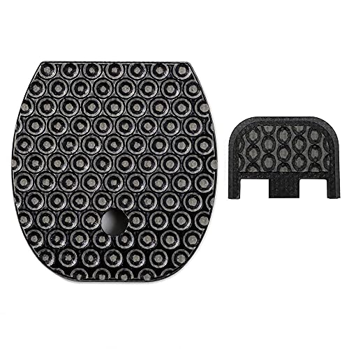 Cool Hand Slide Back Plate and Magazine Floor Plates for Glock, Fits Most Glock Models Gen 1-5, Pistol 9x19mm, Golf Ball Dimple Texture G10, Grey