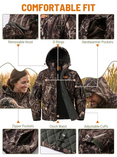 Image of NEW VIEW Insulated Hunting Jacket for Men Cold Weather, Warm Camo Hunting Jackets with Hood, Water Resistant Hunting Clothes