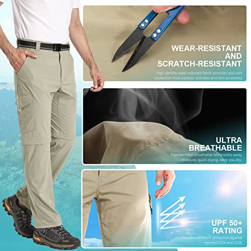 Hiking Pants For Men Boy Scout Convertible Cargo Zip Off Lightweight Quick Dry Breathable Fishing Safari Shorts,6226,Apricot,29 #TOP4