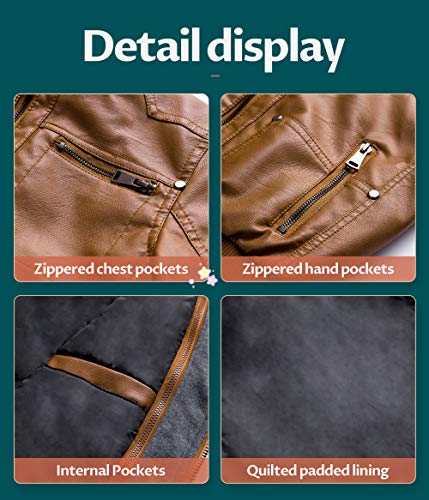Image of Boy's Faux Leather Jacket Windproof Warm Winter Coat Kids Bomber Outerwear Waterproof PU Motorcycle Jacket