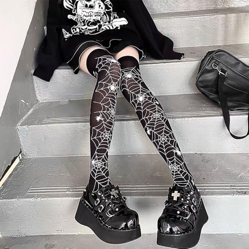 Image of Thigh High Stockings with Bow, Santa Accessory Y2K Fishnet Socks with Lace Brim Lingerie Tights for Women