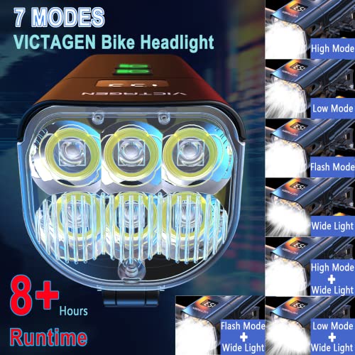 image for Victagen 5000 Lumens Bike Lights for Night Riding, 6 LED Bike Lights W