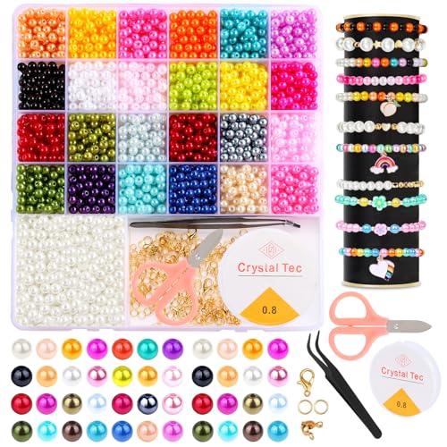 El Mejor Listado de Kits de fabricación de abalorios - los preferidos. 49 2120 abalorio de perlas para pulseras, kit de fabricación de pulseras de 25 colores para adultos, abalorio de pulsera de amistad, suministros de fabricación de joyas para niños...