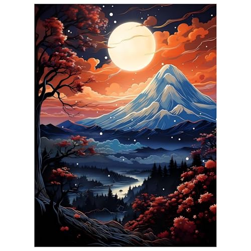Mandun Art Peinture Numero Adulte, Paysage Coloriage Par Numero Adulte, Montagne Toile Peinture Pour la Décoration de la Maison 40x50cm