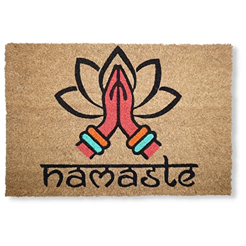 KOKO DOORMATS Paillasson extérieur | Tapis Entree Exterieur, Fibre de Coco avec Base antidérapant en PVC | Tapis antiderapant et Absorbant | Paillasson Original Namaste | 40x60x1.5 cm.