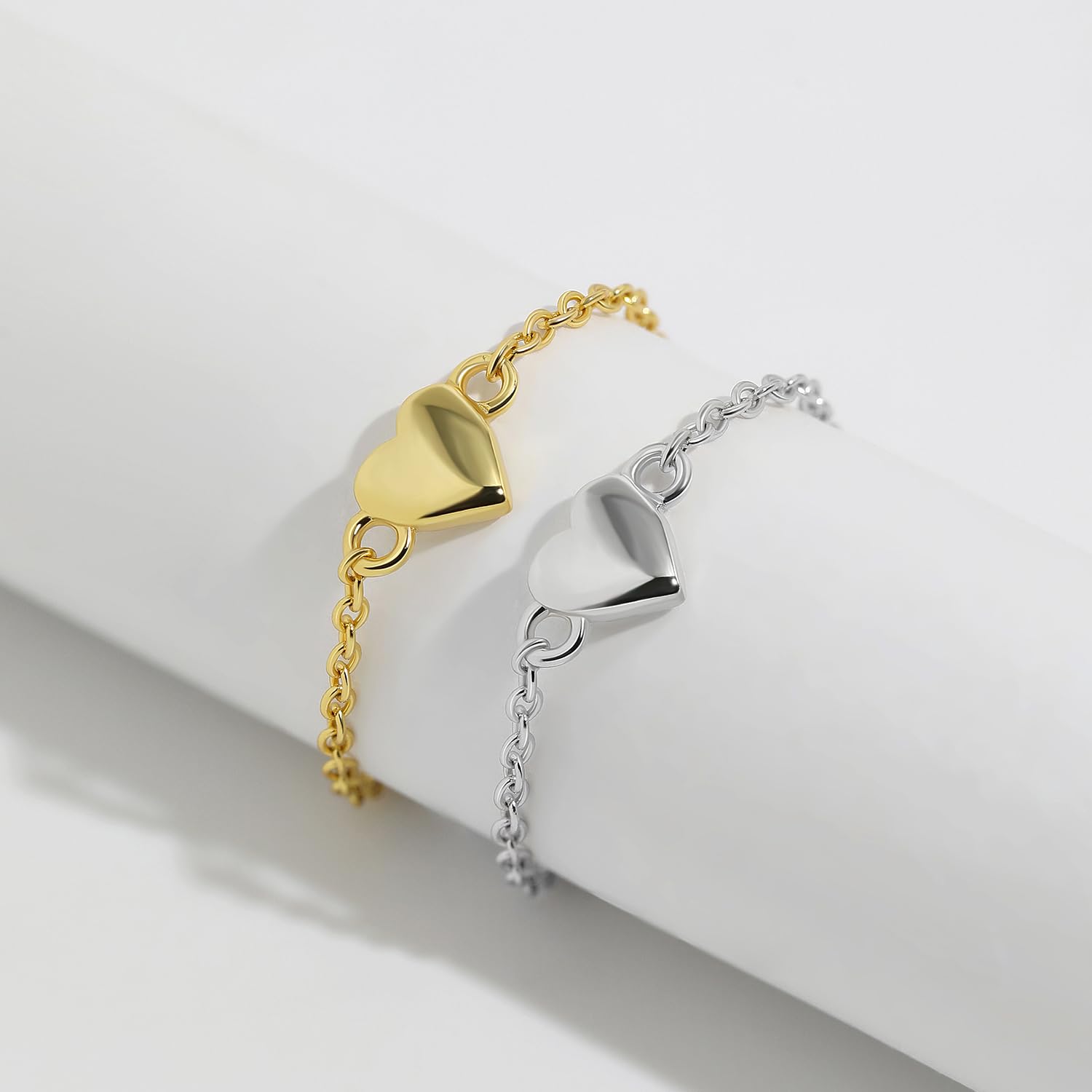 Meissa Bague chaîne cœur bagues en or non ternissantes pour femmes bague à bille roulante taille ajustable bague chaîne maillons