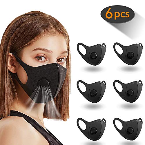 Paquete de 6 Mascarilla antipolvo con filtro, Mascarillas ACMETOP Máscara unisex reutilizable lavable de moda al aire libre, Mascarilla filtrada antipolución