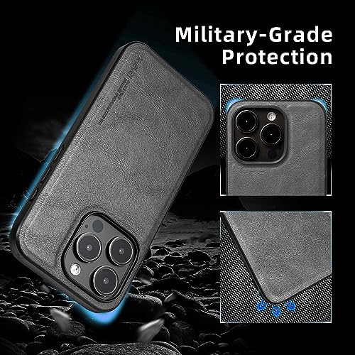 Image of X-level Compatible with iPhone 15 Pro Case, Premium PU Leather Soft TPU Bumper Shockproof Protective Phone Case Slim Cover for iPhone 15 Pro - Gray