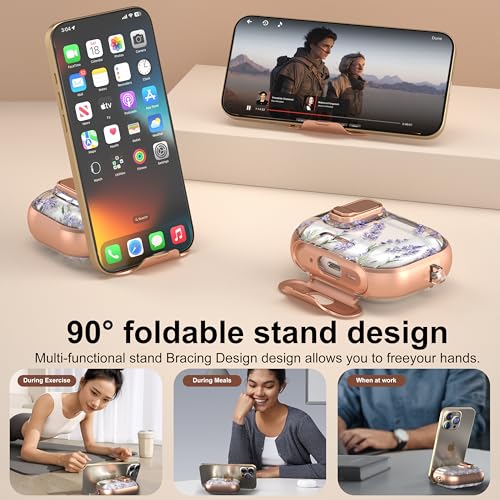 Image of for Apple AirPods Pro 3 Case 2025 with Safety Lock & Foldable Phone Stand | Double Drop Protection,Two-Piece Design, Airpod Pro 3 Case with Keychain & Cleaner Kit, Support Wireless Charging, Lavender