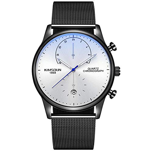 Orologi Da Polso Moda Orologio Al Quarzo Impermeabile Multifunzione Ultra-Sottile Di Tendenza Cinturino In Maglia Bianca Conchiglia Nera