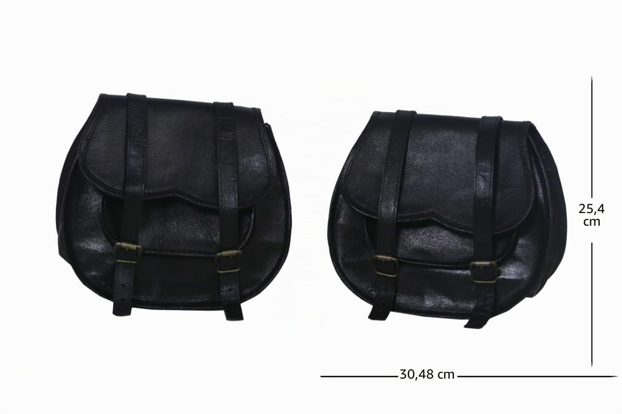 American Blue Borse da sella per moto, tasca laterale per bicicletta, borsa per attrezzi in pelle (2 tasche) (nero)