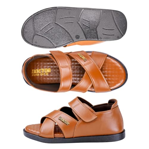 Image of DOCTOR EXTRA SOFT Orthopedic Diabetic Comfortable Dr Sole Footwear Daily Use Casual Wear Stylish Black Cushioned Adjustable Strap Sandals for Men's-Gents & Boy's L-12