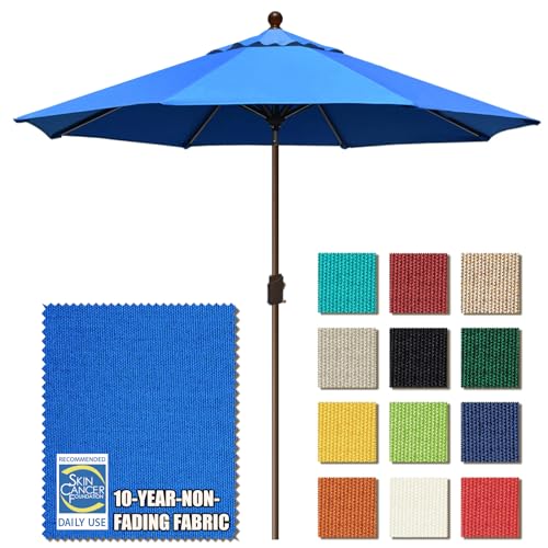 EliteShade USA 10-Year-Non-Fading 9Ft Market Umbrella Patio Umbrella Outdoor Table Umbrella with Ventilation,Royal Blue