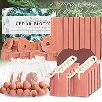 Cedar Blocks for Clothes Storage 67 Pack, Cedar Chips, Cedar Wood Balls and Rings, 100% Natural Aromatic Accessories for Closets and Drawers Freshener
