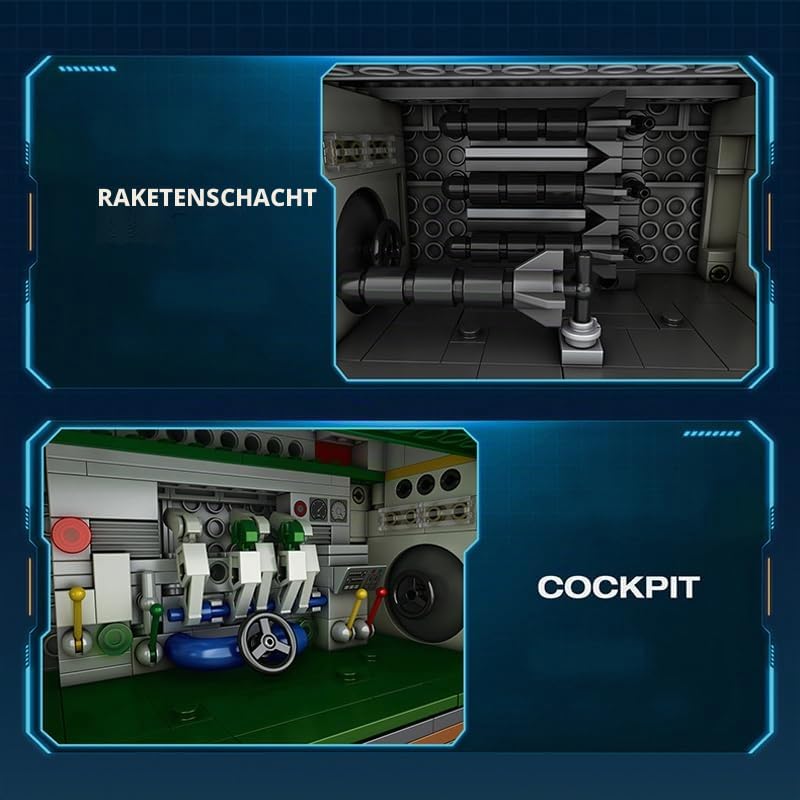 YILETKC Submarine Schiff Bausteine, 3987 Teile U-förmiges U-Boot Klemmbausteine Modell Bausatz, Militär Schiffe Modular Konstruktionsspielzeug, Militär Bauspielzeug für Erwachsene