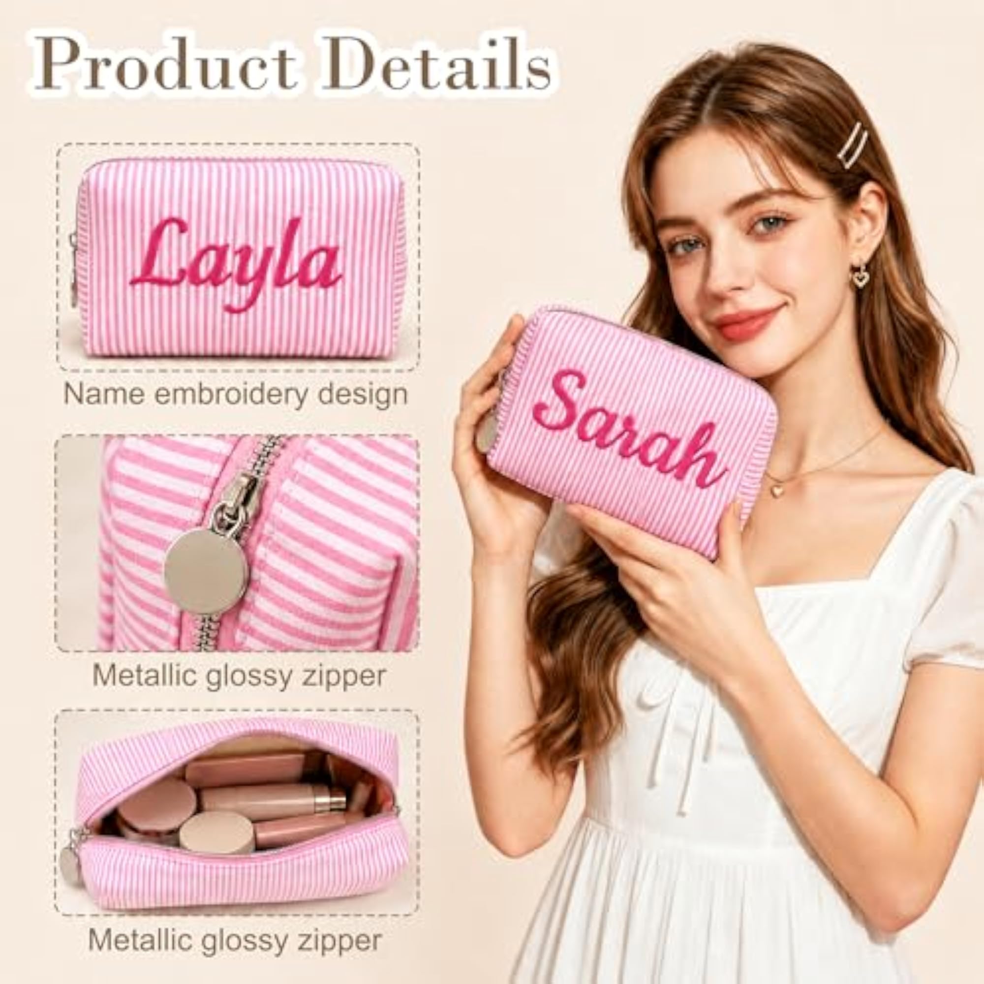 Personalised Custom Embroidered Makeup Bag