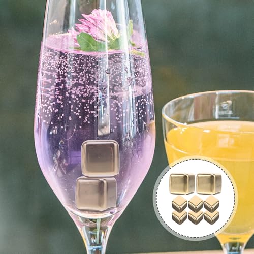 Cubitos de hielo de acero inoxidable y reutilizables Zerodeko para whisky y licores, 8 piezas 6