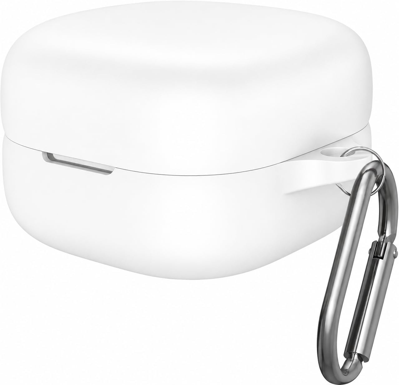 soft silicone case cover compatible with sony linkbuds open wf-l910 earbuds shockproof anti-scratch protective charging case cover with keychain hook (white, round hook)