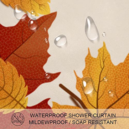Rideau de douche lavable grand format motif feuilles d'érable de saison - 4