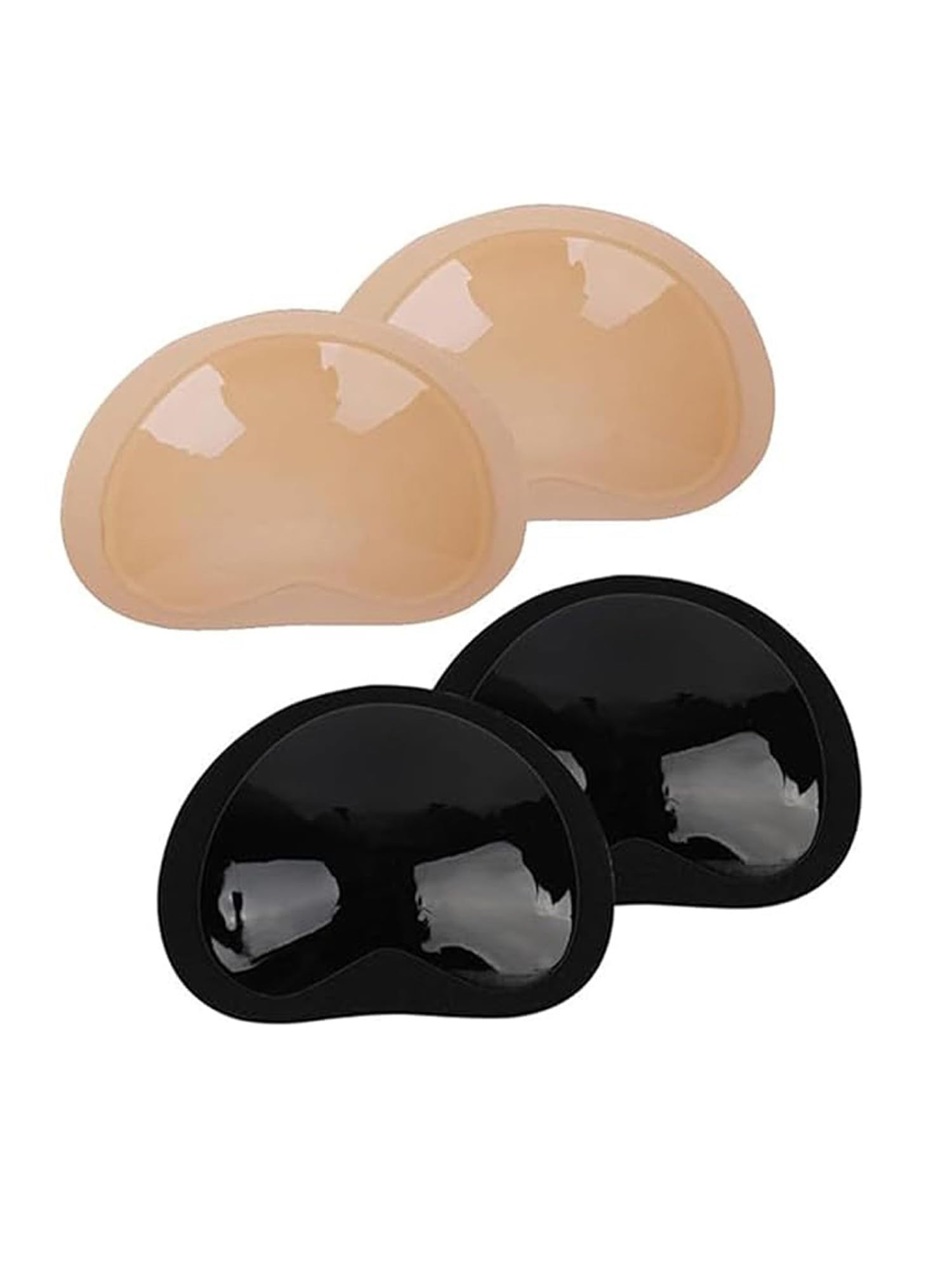 Black and Nude 2 Pairs Bra Inserts Breast Pads | Reusable Breast Enhancer Silicone Pads | Push-up Inserts for Bra Bikini Beachwear and Swim Top.-image-0