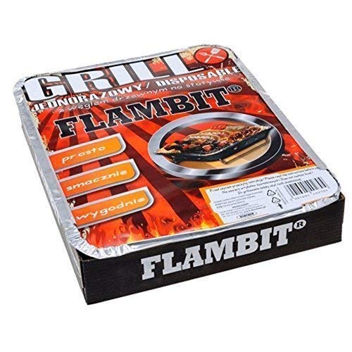Flambit Einweggrill To go, mit Anzüghilfe, Holzkohle, Aluschale, 2er Pack (2 x Grill)