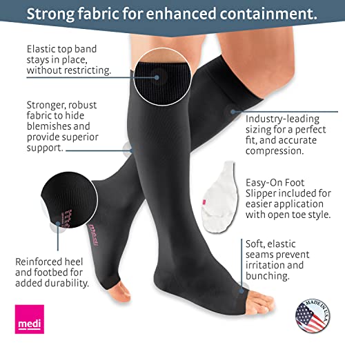 Image of mediven Plus for Men & Women, 20-30 mmHg - Open Toe, Knee High Compression Socks, Extra Wide V, Black