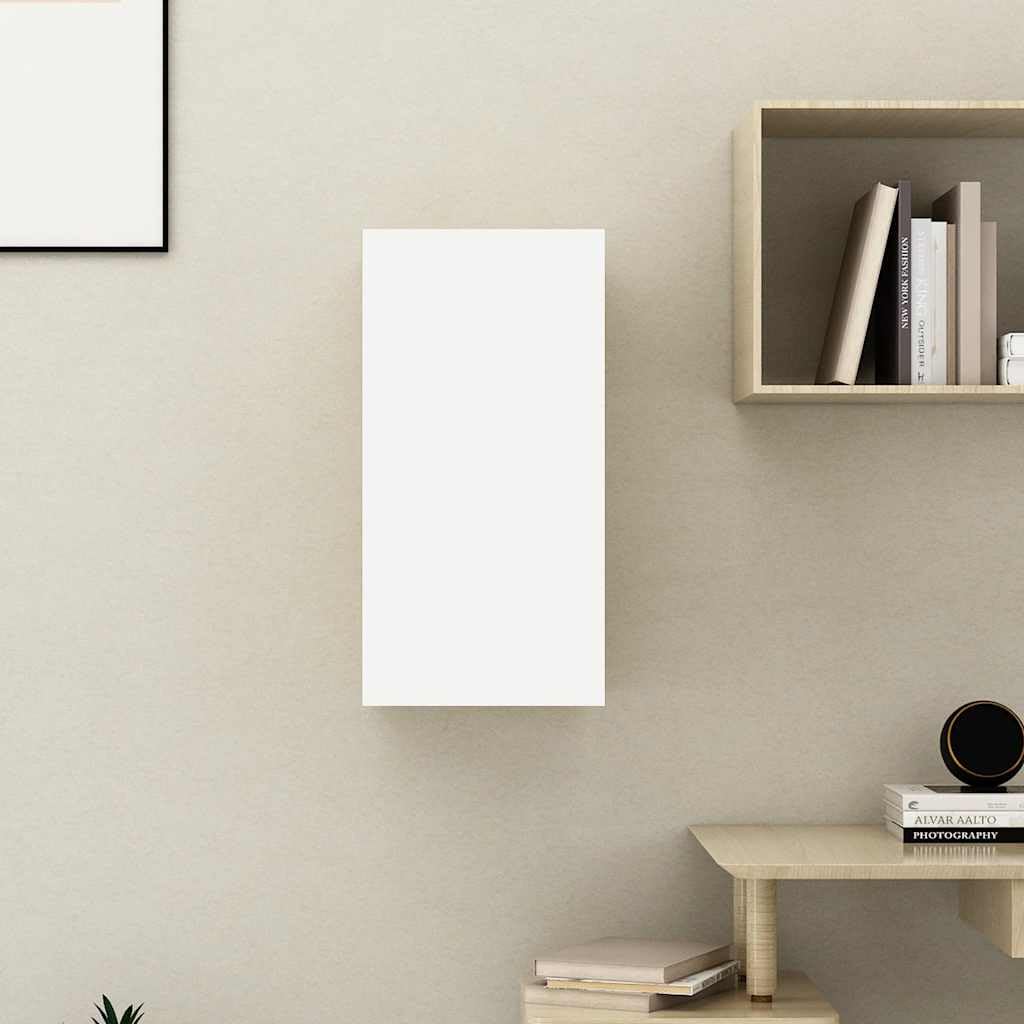 Mueble para TV blanco roble Sonoma, 30,5 x 30 x 60 cm, madera colgante, moderno mueble multimedia para salón, robusto armario para centro de entretenimiento