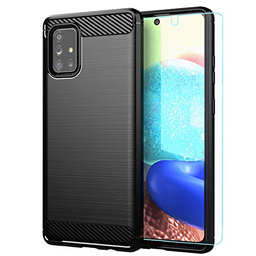 Samsung Galaxy A71 5G UW (Verizon Edition) case,with HD Screen Protector,M MAIKEZI Soft TPU Slim Fashion Non-Slip Protective Phone Case Cover for Samsung Galaxy A71 5G UW (Black)